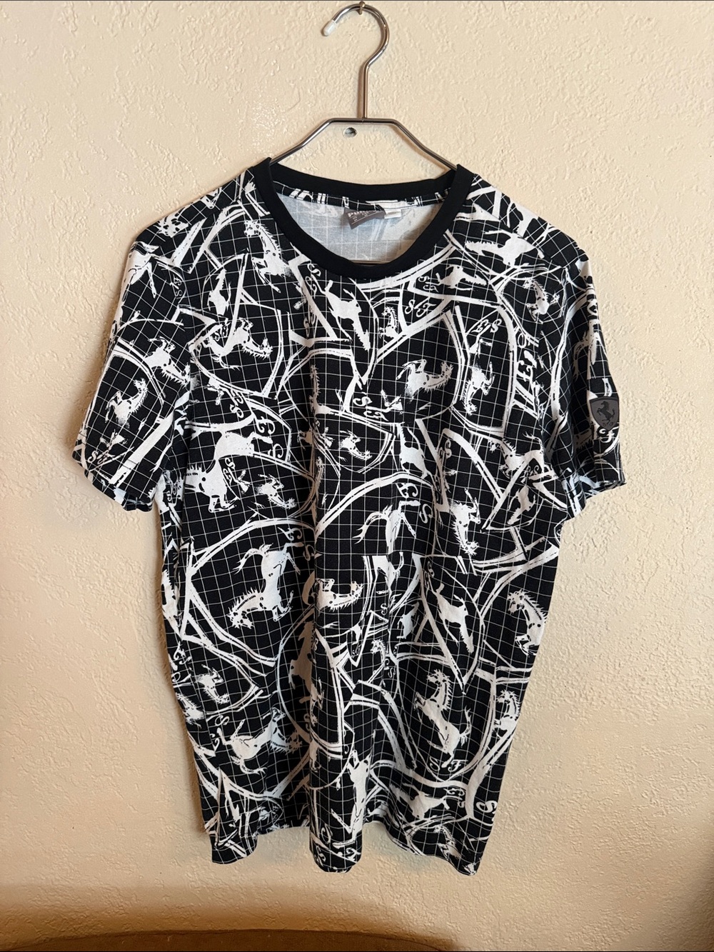 Puma/Ferrari Black & White Graphic Crewneck T-Shirt